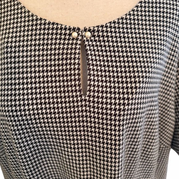 Talbots Black/White Houndstooth Double Knit Short Sleeve Shift Dress 22W - Picture 3 of 8